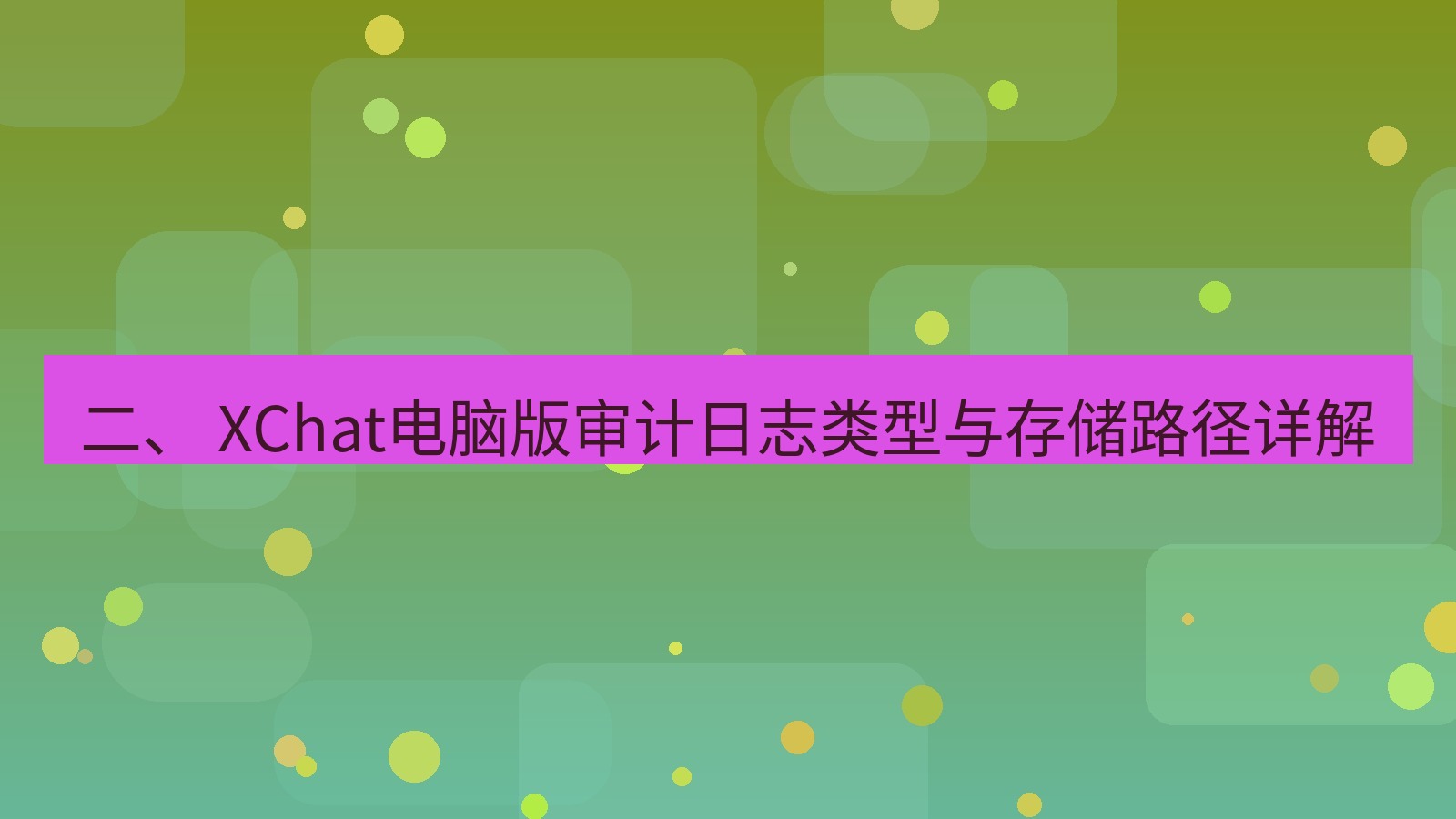 xchat电脑版 二、 XChat电脑版审计日志类型与存储路径详解